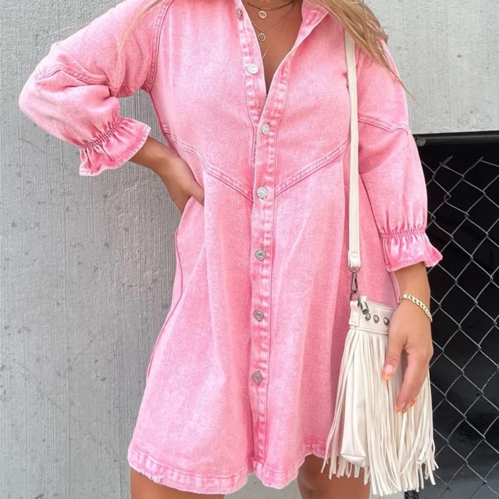 Pink Denim Dress